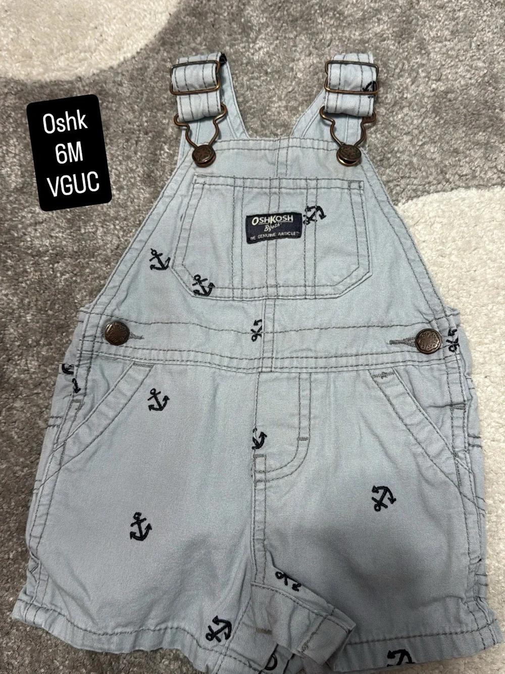 OshKosh B'gosh Light Blue Anchor Embroidered Shortalls